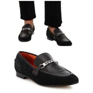 Rag & Bone Cooper Black Suede Chain Loafers, Size 37.5